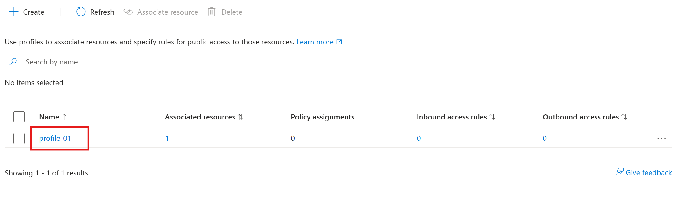 A screenshot showing a selected profile.