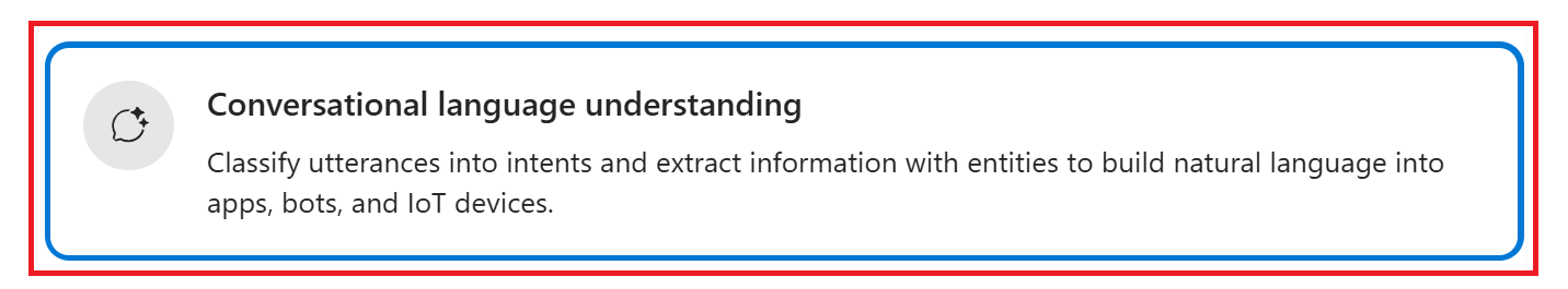 Screenshot of conversational language understanding selection card in the Azure AI Foundry.