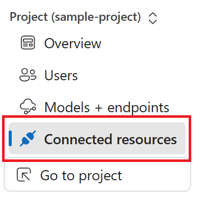 Screenshot of Management center navigation menu's connected resources selection in Foundry.