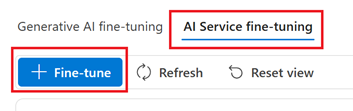 Screenshot of fine-tune button in the Azure AI Foundry.