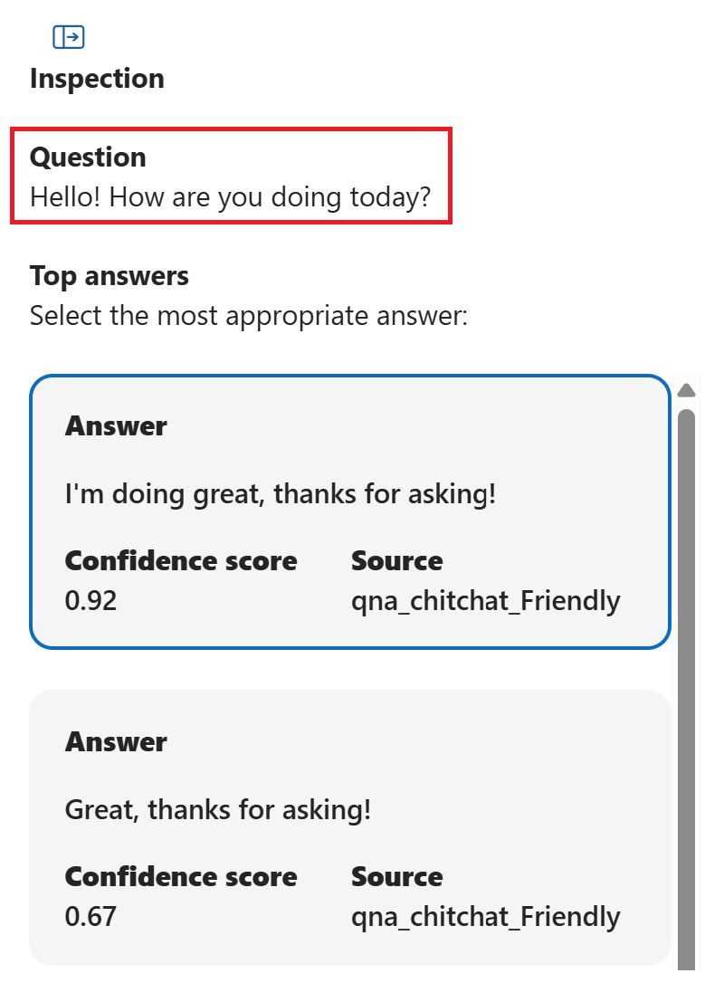Screenshot of the inspection interface in the Azure AI Foundry.