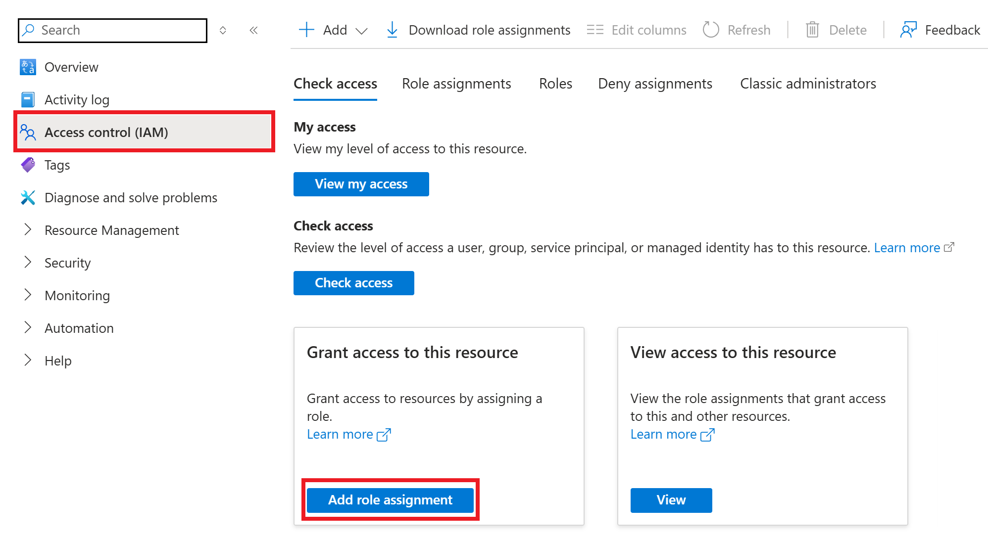 Screenshot of the Access control window.