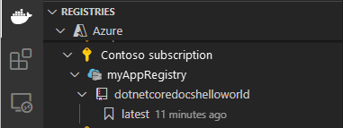 Screenshot shows the image deployed to Azure Container Registry.