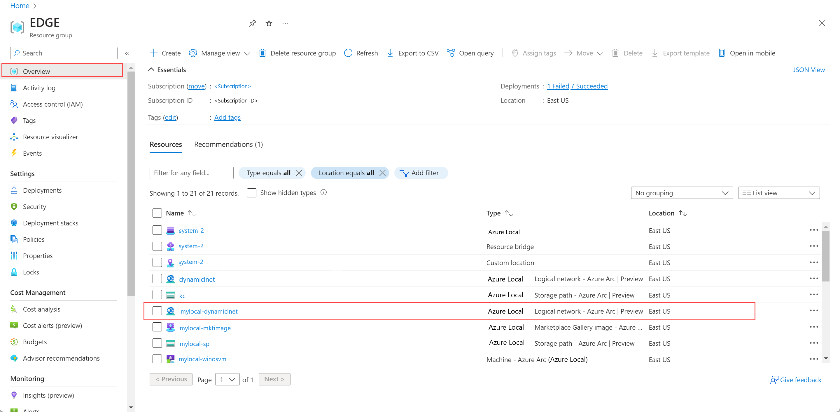 Screenshot of the newly created logical network.