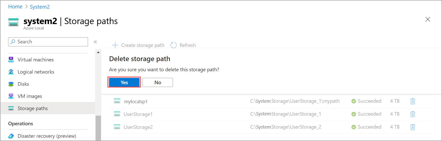 Screenshot of deletion confirmation.