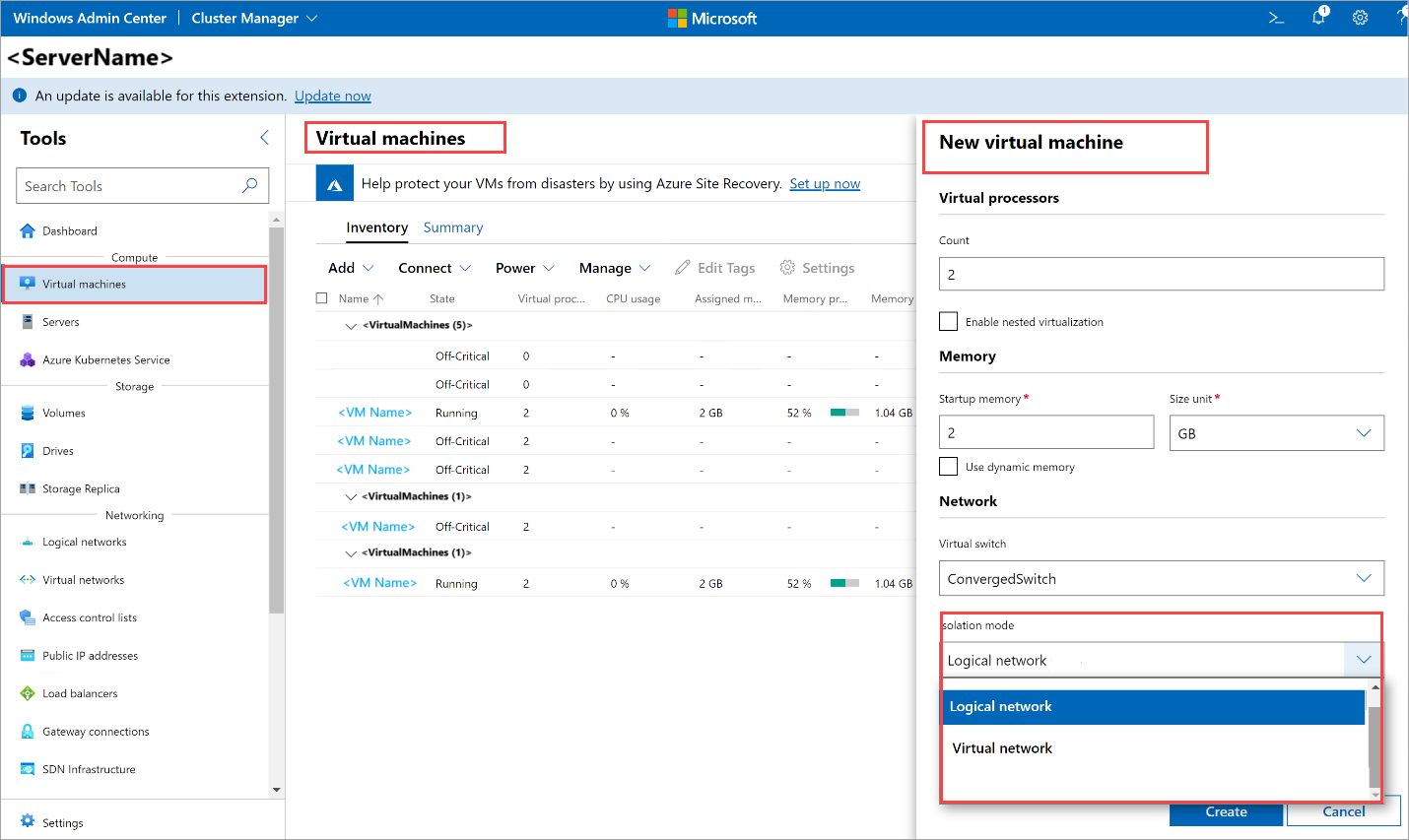 Screenshot showing how to attach VM directly to VLAN.
