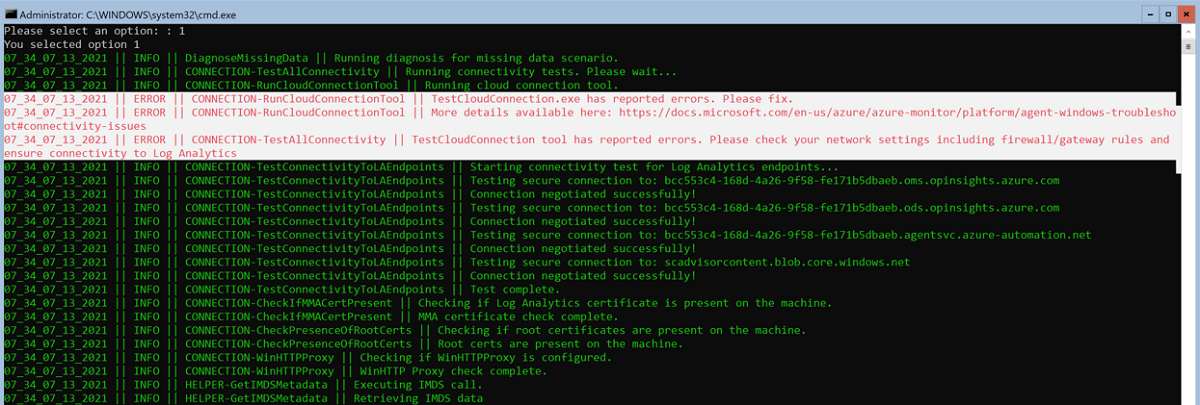 Command prompt showing tool errors