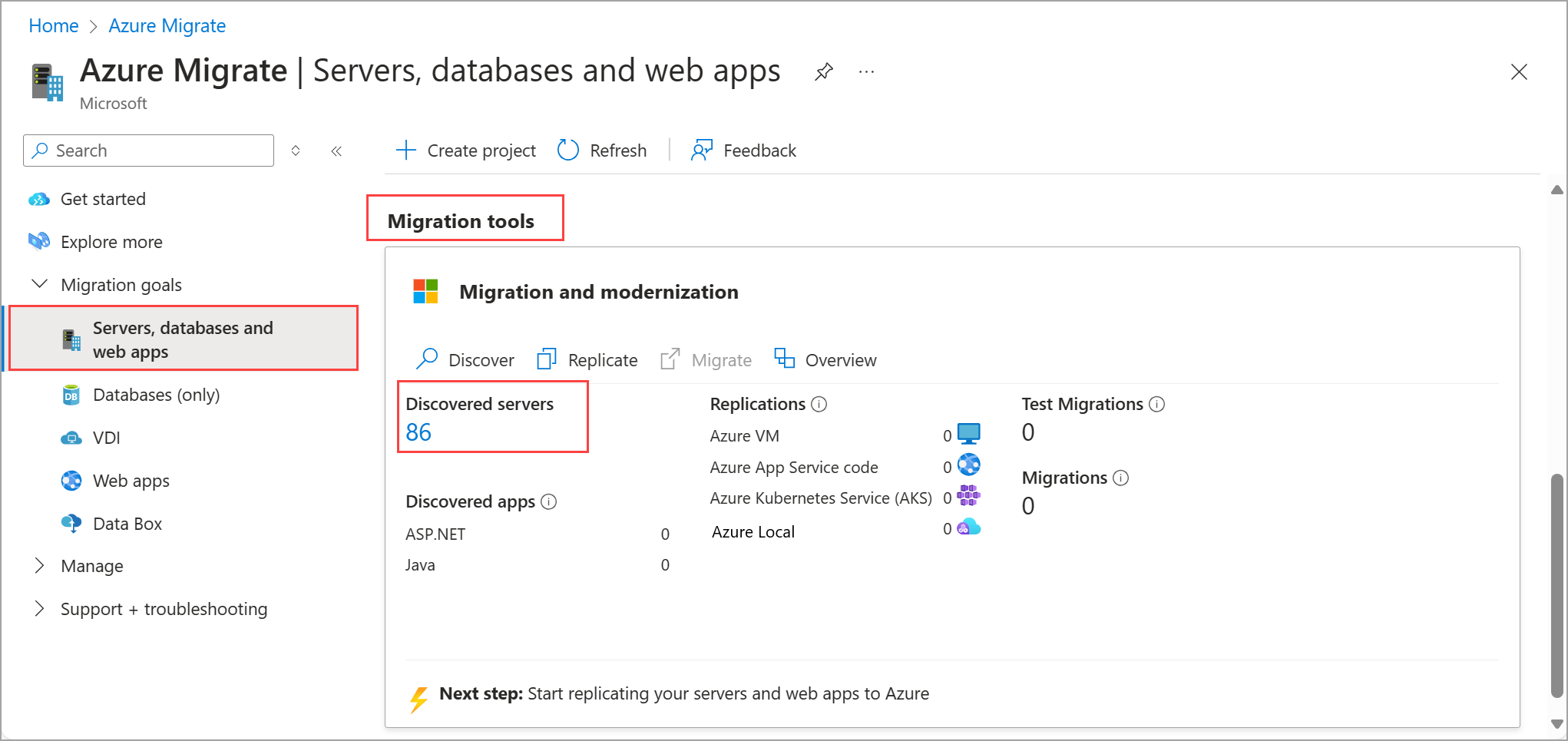Screenshot showing the discovered servers.