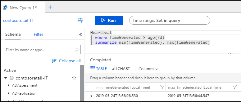 Screenshot of filtered query.