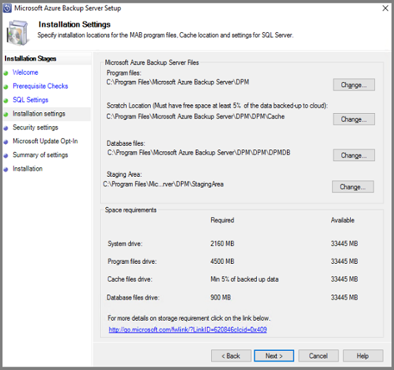 Provide ___location for installation of files