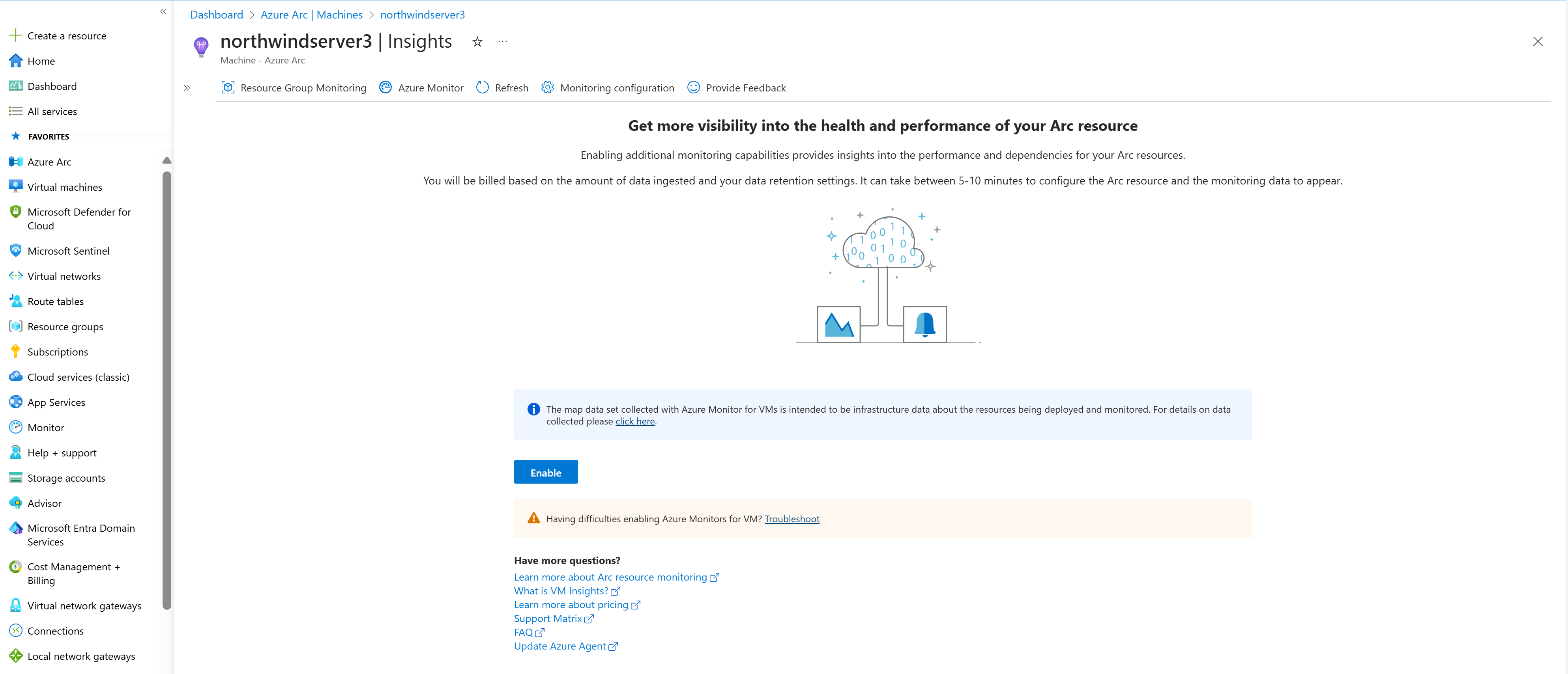 Screenshot that shows the Insights page.