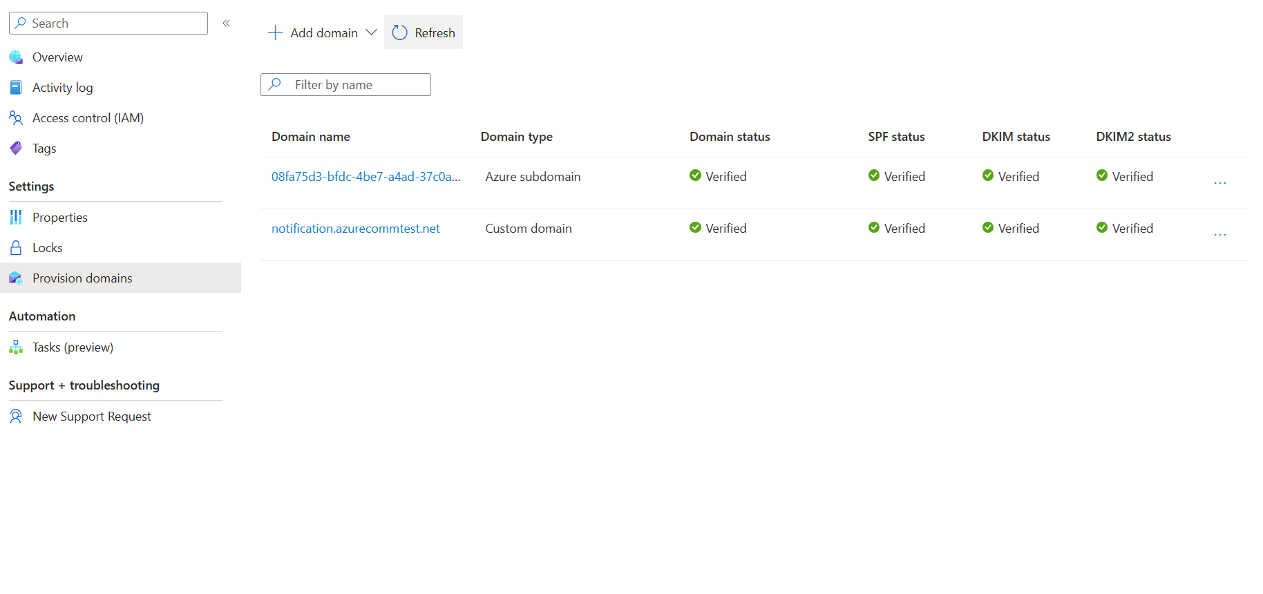 Screenshot that shows that your verified custom ___domain is ready to send Email.