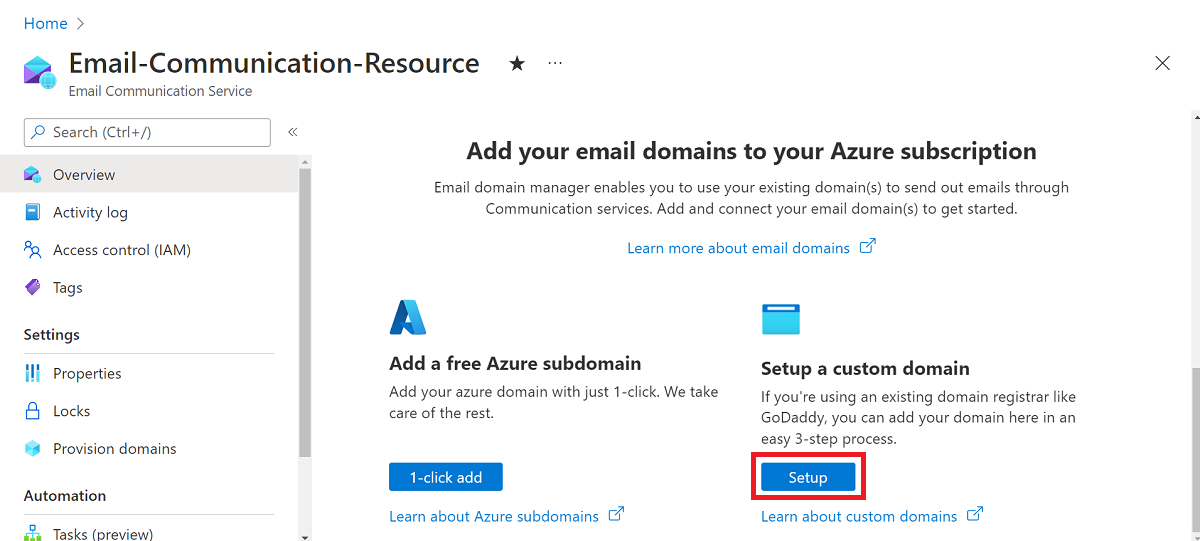 Screenshot that shows how to set up a custom ___domain.