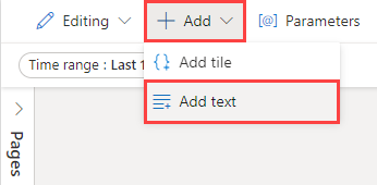 Screenshot of dashboard ribbon showing the dropdown menu of the Add button.