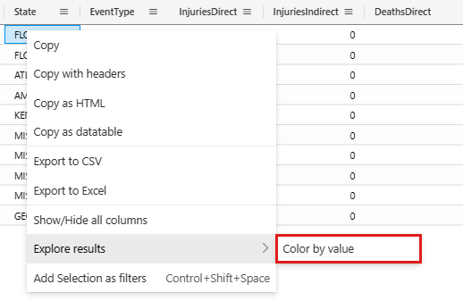 Screenshot of the option to color by value.