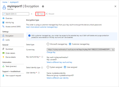 A screen capture showing updated encryption settings and the ___location of the Save button.
