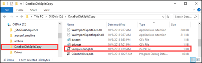 Screenshot showing the ___location of the sample configuration file.