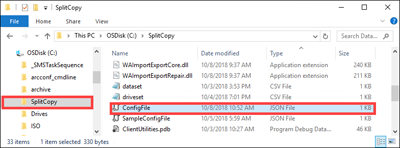 Screenshot showing the ___location of the replacement configuration file.