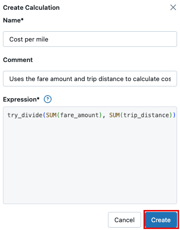 The custom calculations editor with the values from instructions filled in.