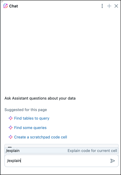 The Assistant pane with an explain prompt.