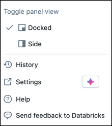 Assistant Chat pane menu with options.