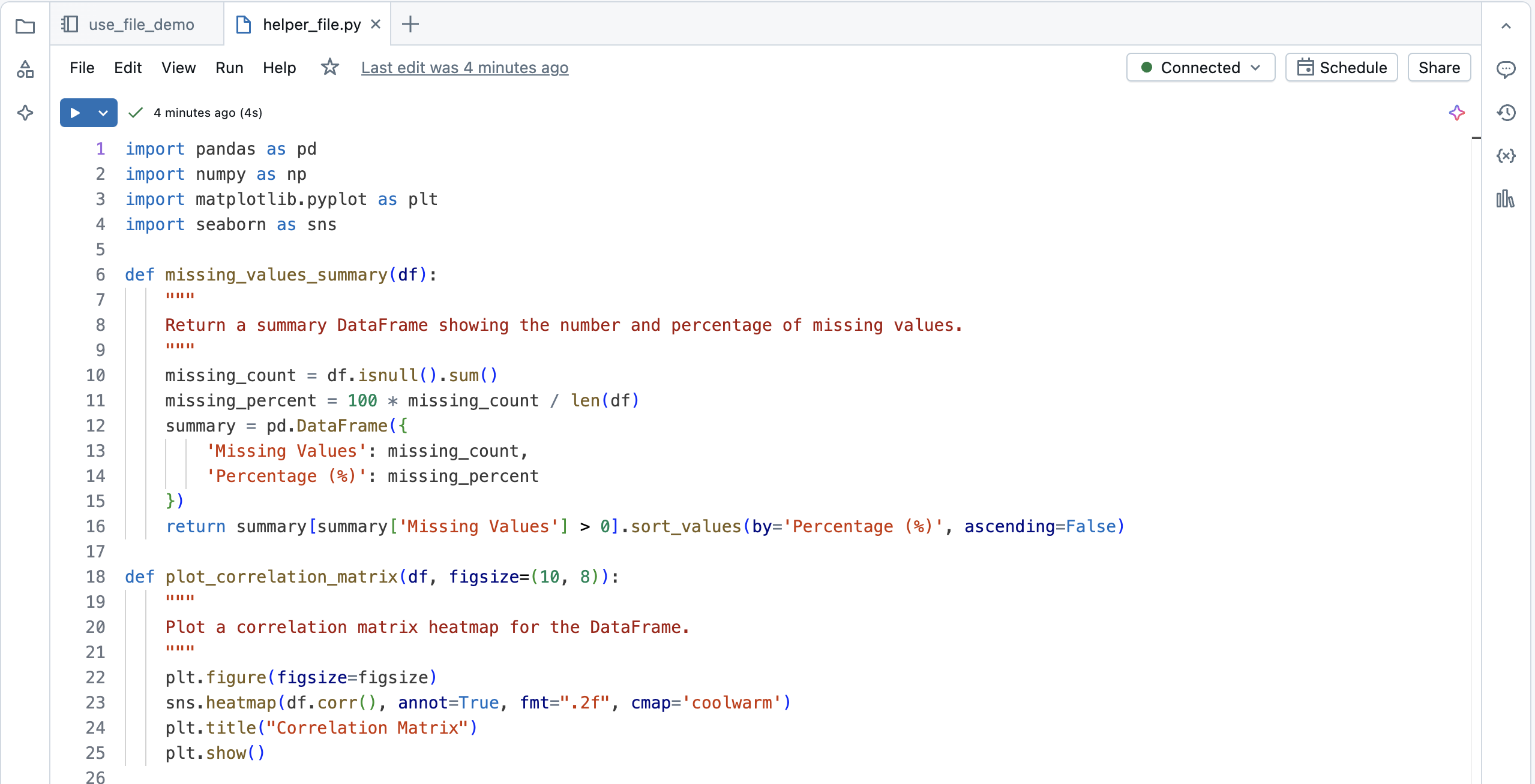 file that defines functions