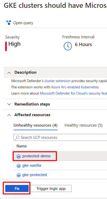 Screenshot showing the ___location of the fix button.