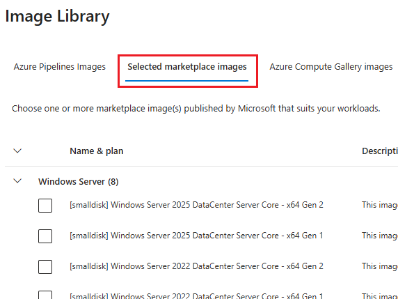 Screenshot of selected marketplace images.