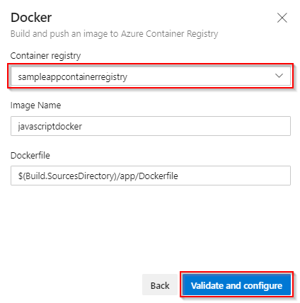 Screenshot of the Validate and Configure Docker screen.