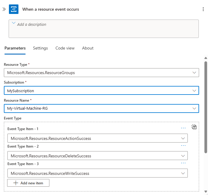 Screenshot that shows the workflow designer with the trigger details editor open.