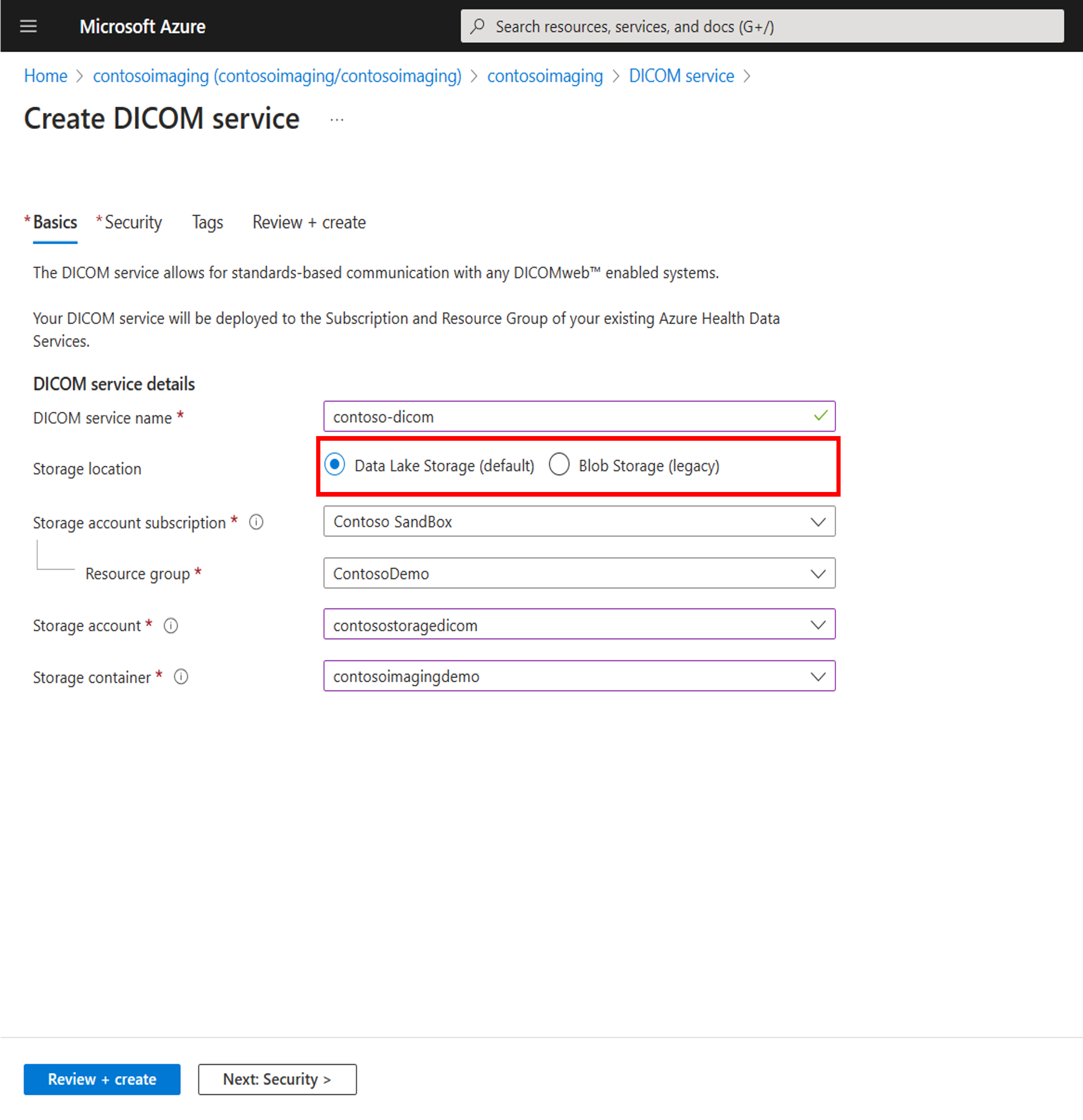 Screenshot showing the storage ___location option.