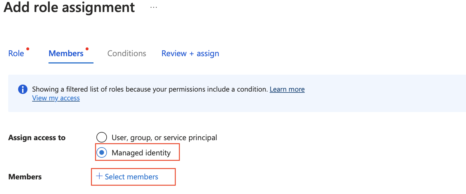 Screenshot showing the ___location to add a Workspace Managed Identity to a Blob or Table access in Storage Account of the Azure Studio.