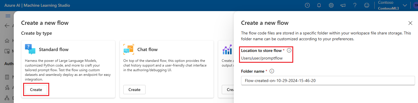 Screenshot of standard flow creation showing a new flow.