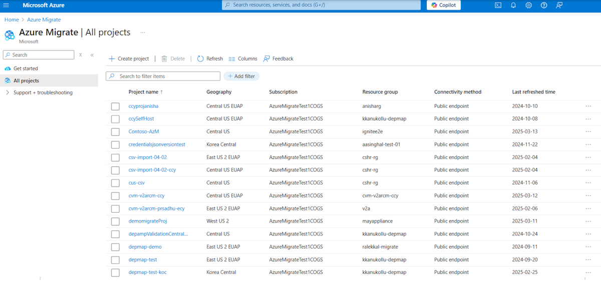 Screenshot shows how to filter and select the project.