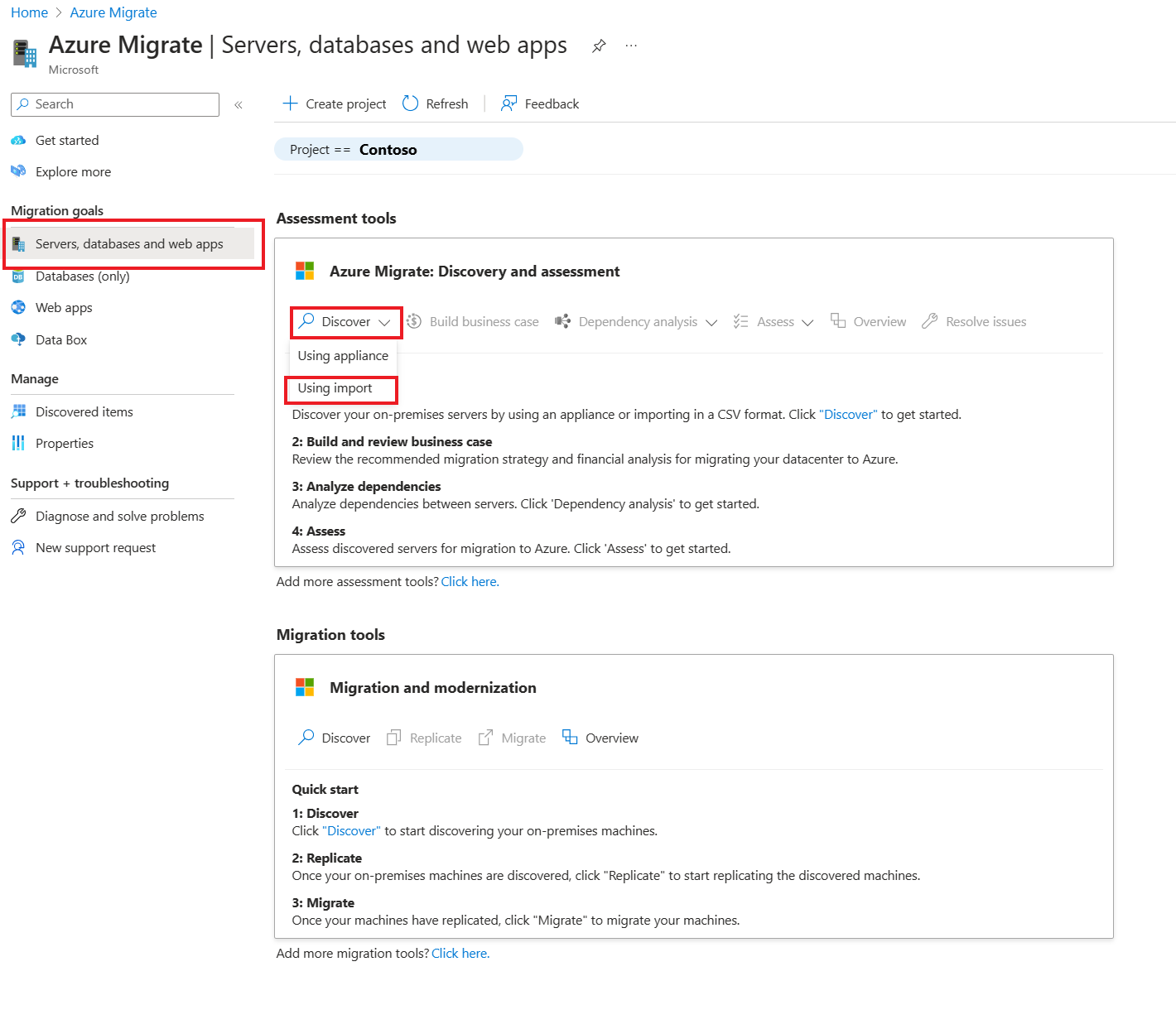 Screenshot that shows how to navigate to the RVTools import option.