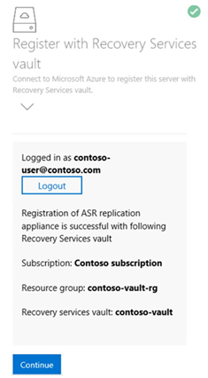 Screenshot shows how to register with recovery services