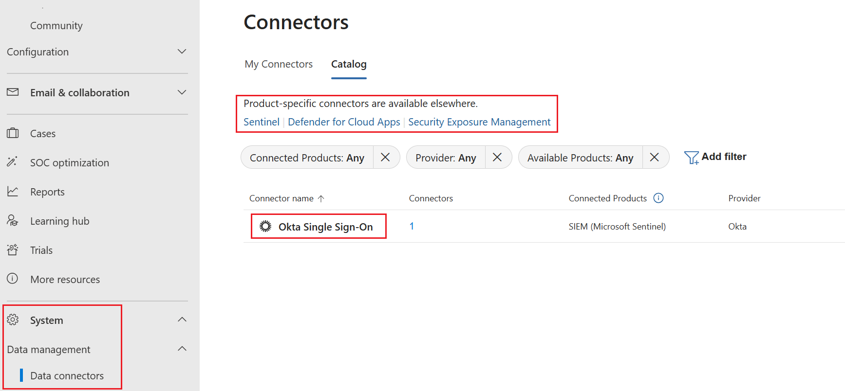 Screenshot of connectors gallery.