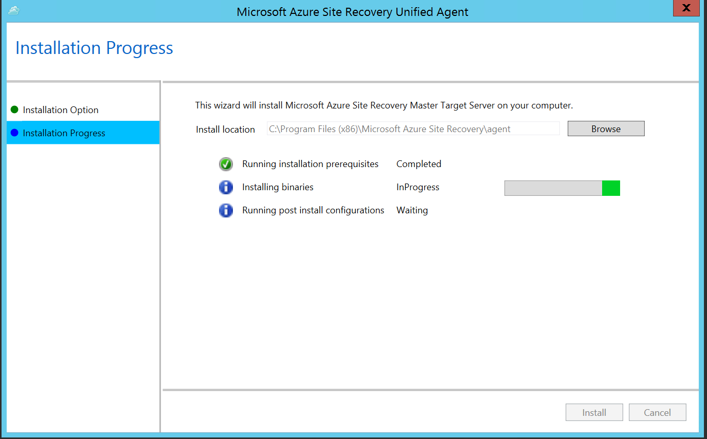 Screenshot that shows the default installation ___location