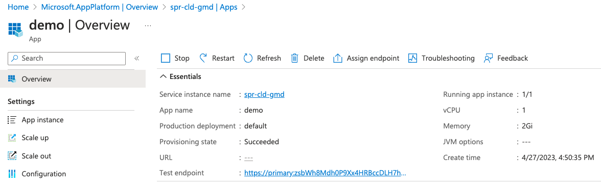 Screenshot of the demo app that shows the Overview page with available settings.