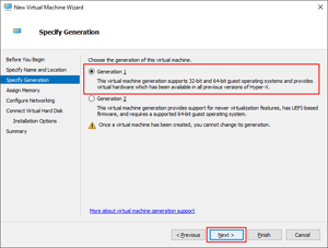Image showing the ___location of the VM Generation options within the New Virtual Machine Wizard.