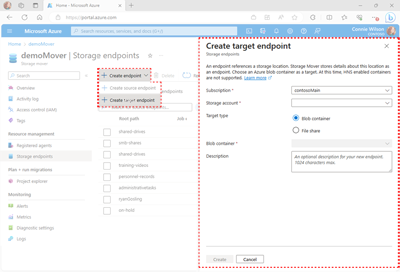 Screenshot of the Endpoint Overview page highlighting the ___location of the Create Endpoint list.