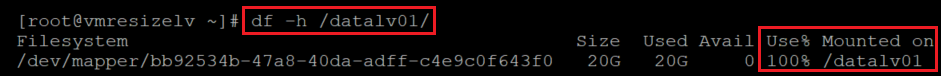 Screenshot showing the code that checks file system utilization with the command and results highlighted.