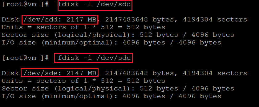 Screenshot showing the code that checks the size of disks with the results highlighted.