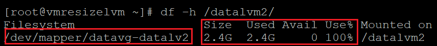 Screenshot showing the code that checks utilization of the file system with the results highlighted.