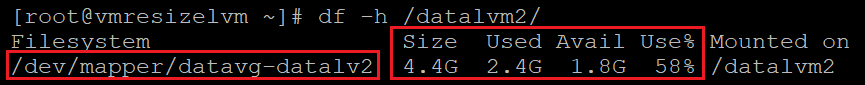 Screenshot showing the code that checks the file system utilization with the results highlighted.