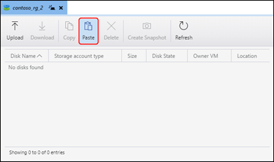 Screenshot of Azure Storage Explorer highlighting the ___location of the Paste button.