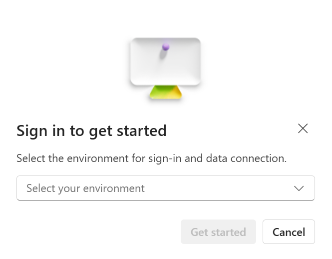 Screenshot of selecting your environment.