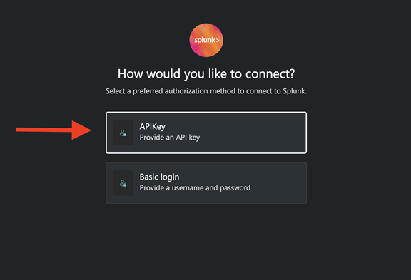 Image of Splunk select preferred authorization method page