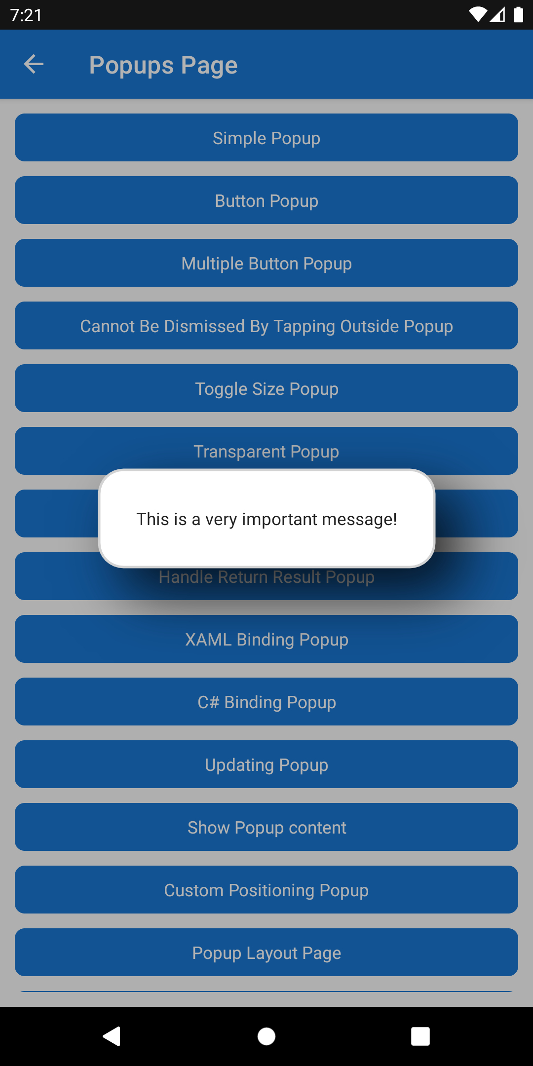 Popup with padding