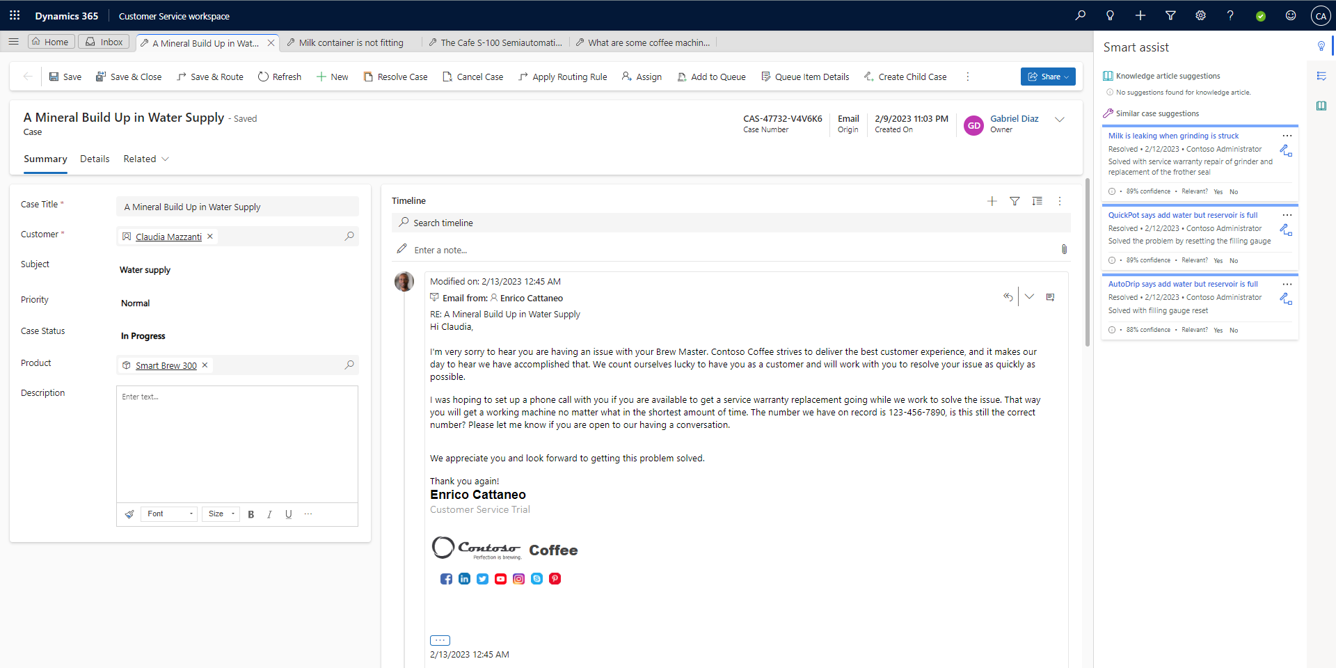 Screenshot of the enhanced multisession Copilot Service workspace